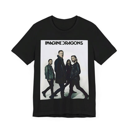A black graphic t-shirt featuring a melodic indie rock graphic of Imagine Dragons.