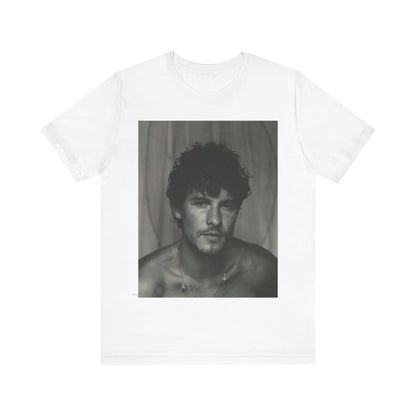 A black graphic t-shirt featuring a fearless portrait graphic of Shawn Mendes.