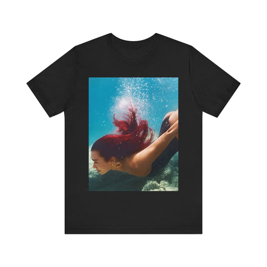 A black graphic t-shirt featuring a graphic related to Dua Lipa's 'Radical Optimism' album.