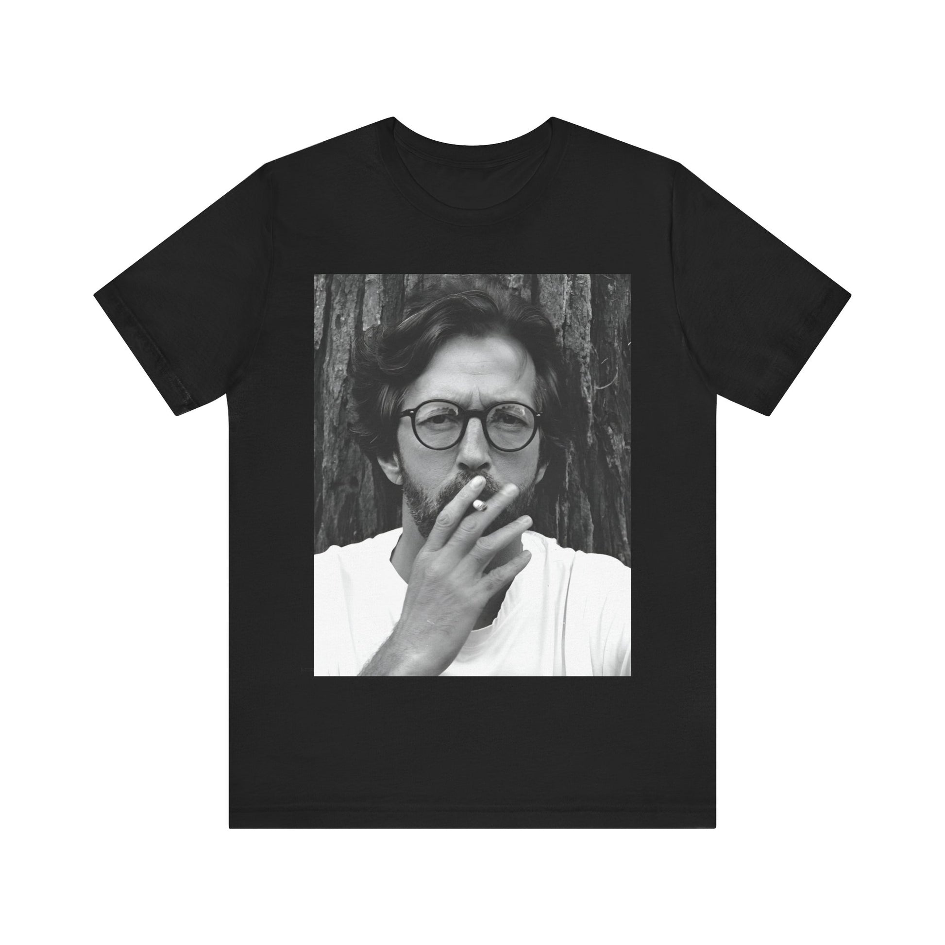 A black graphic t-shirt featuring a graphic related to Eric Clapton's classic Cream era.