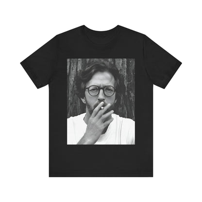 A black graphic t-shirt featuring a graphic related to Eric Clapton's classic Cream era.