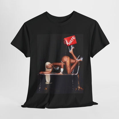 A black graphic t-shirt featuring a graphic related to Megan Thee Stallion's 'Pressurelicious' era.