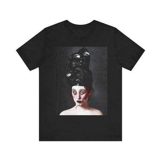 A black graphic t-shirt featuring a vintage graphic of Chappell Roan as a drag pop icon.