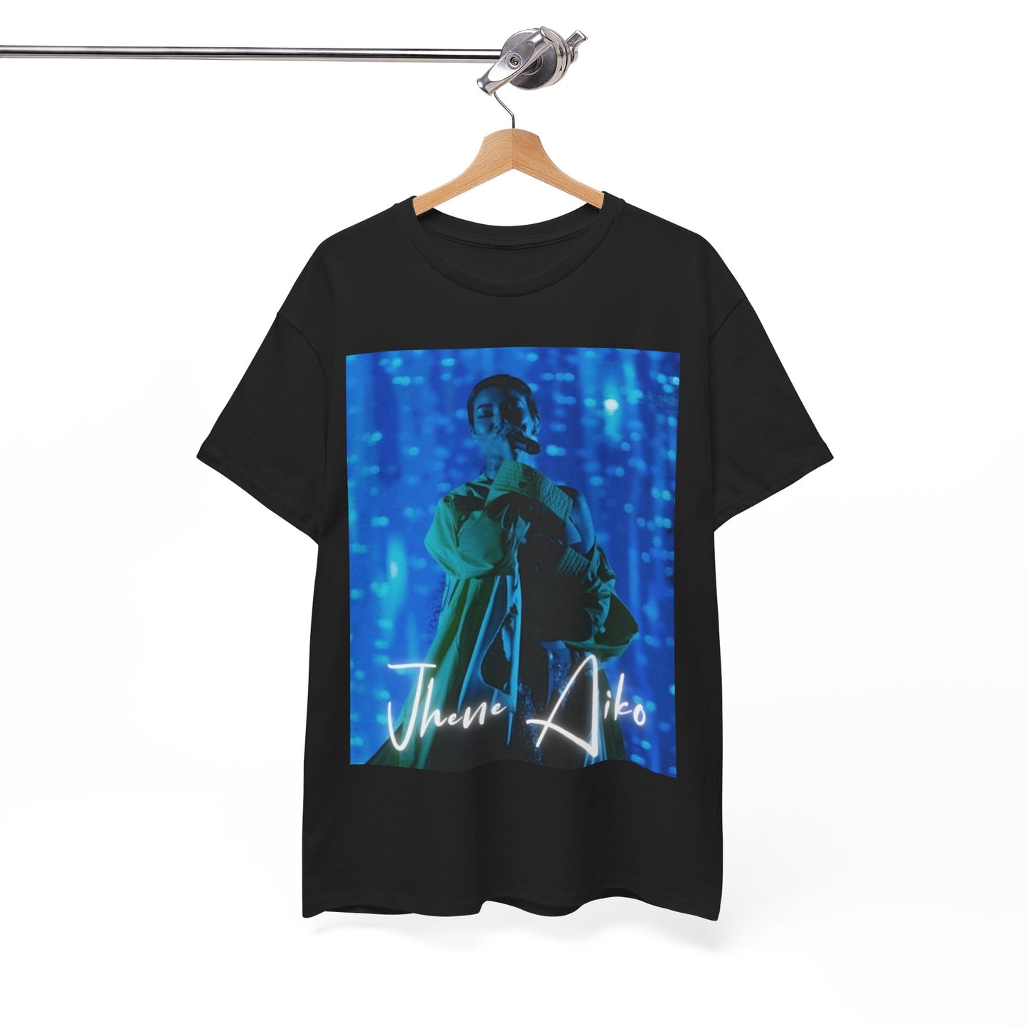 A black graphic t-shirt featuring a modern neo soul graphic of Jhene Aiko.