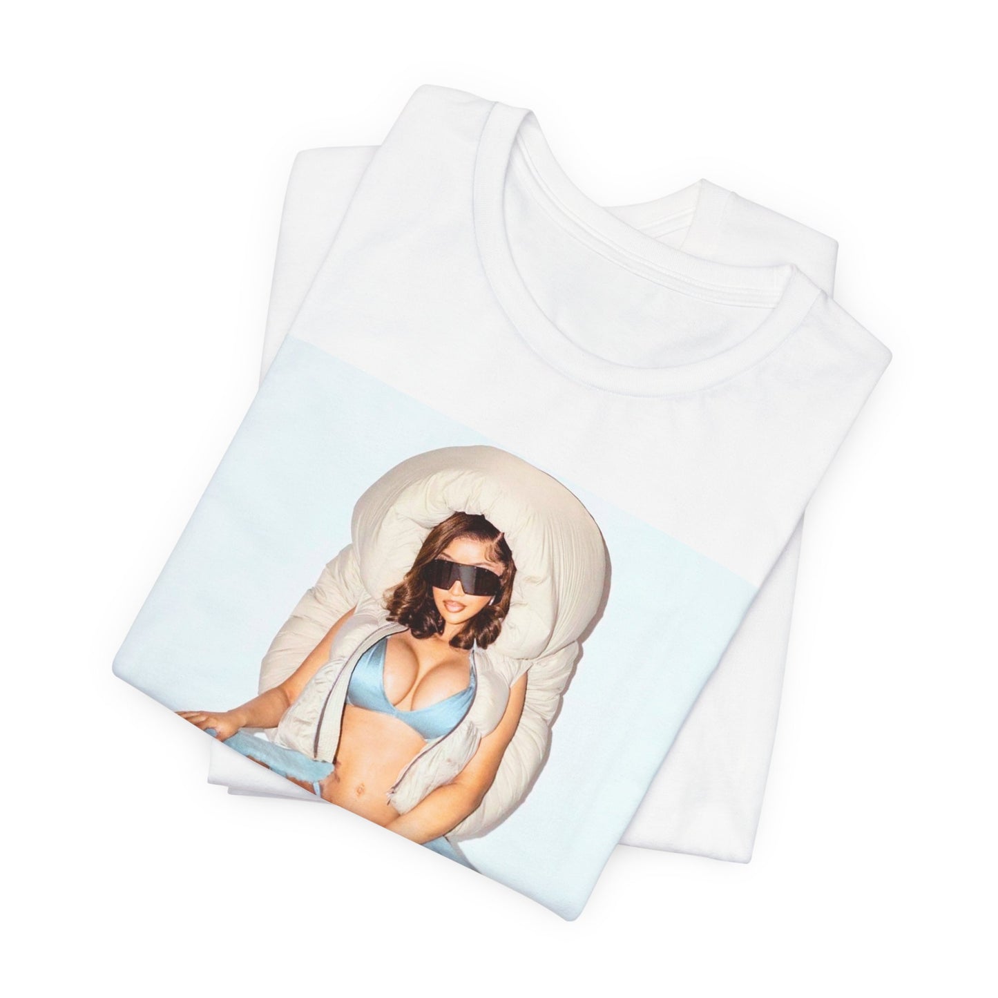 A black graphic t-shirt featuring a glamorous photo portrait of Cardi B.