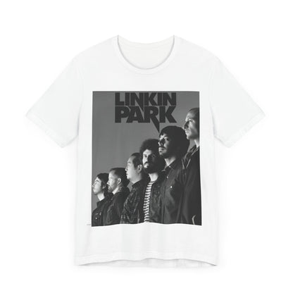 A black graphic t-shirt featuring a vintage nu-metal graphic of Linkin Park.