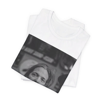 A black graphic t-shirt featuring a tribute graphic for Taylor Hawkins of Foo Fighters.