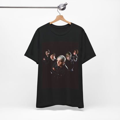 A black graphic t-shirt featuring a modern rock graphic of My Chemical Romance.