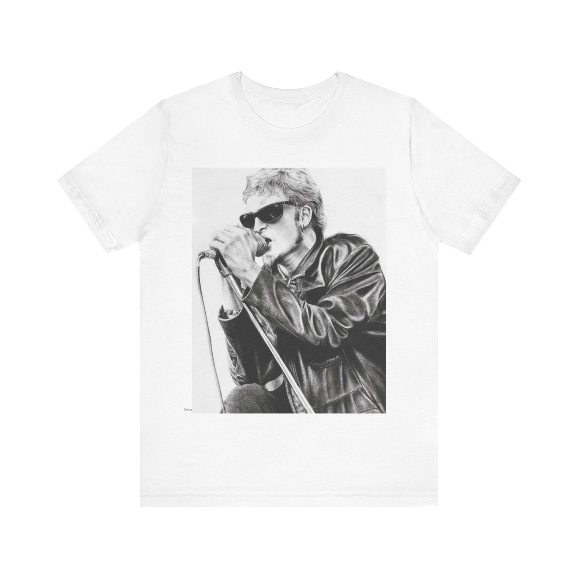 A black graphic t-shirt featuring a photo of Layne Staley from Alice In Chains performing live in concert, showing his intense stage presence.