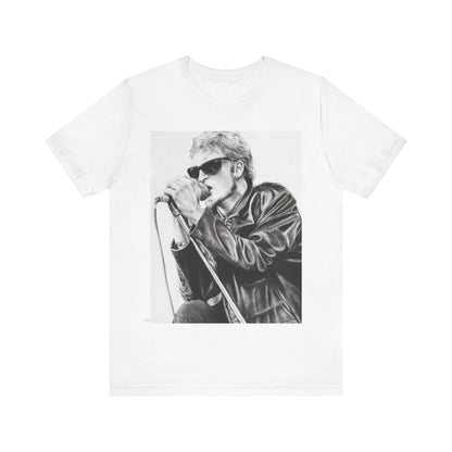 A black graphic t-shirt featuring a photo of Layne Staley from Alice In Chains performing live in concert, showing his intense stage presence.
