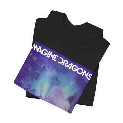 A black graphic t-shirt featuring a vintage alt rock sound graphic of Imagine Dragons.