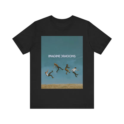 A black graphic t-shirt featuring an artistic or aesthetic graphic of Imagine Dragons.