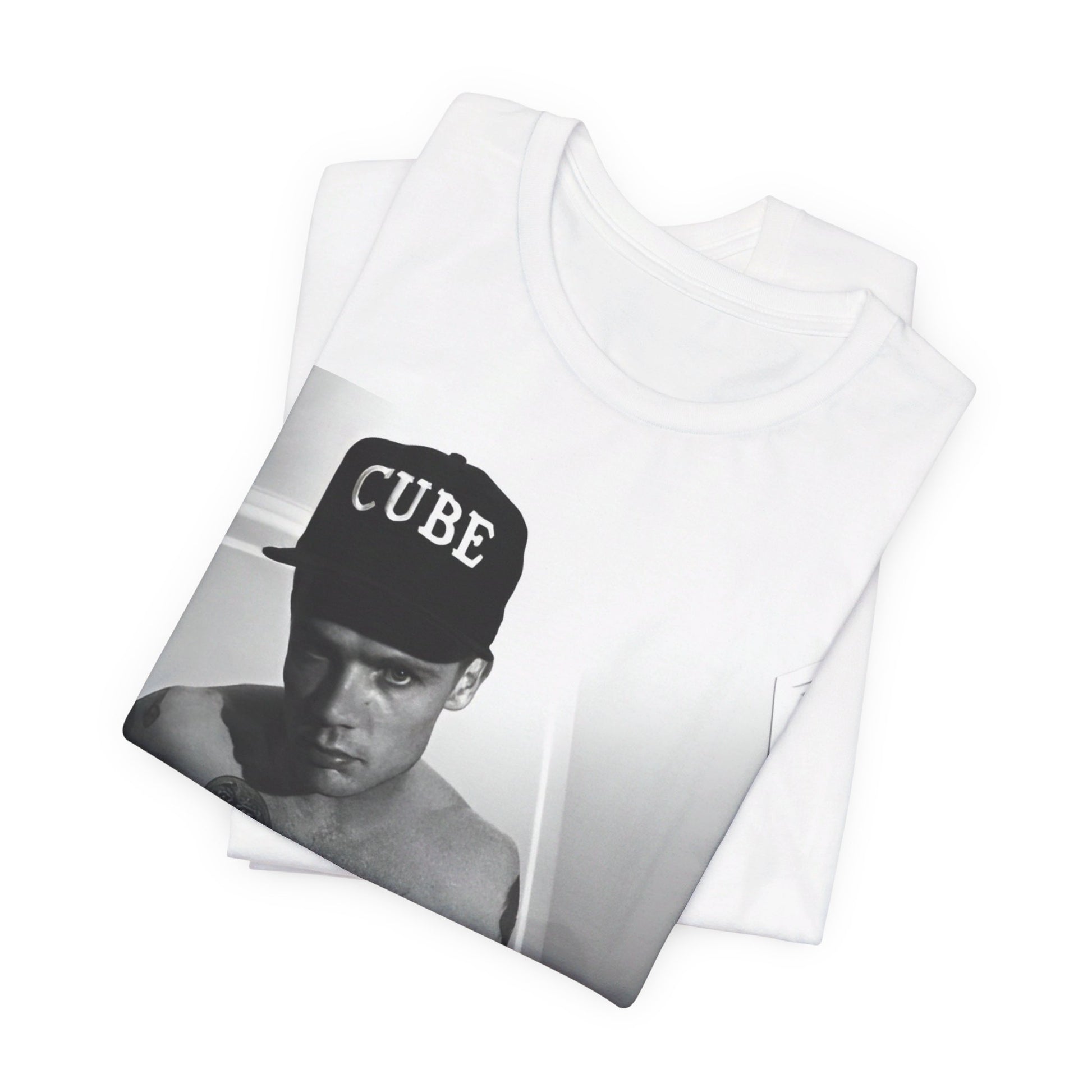 A black graphic t-shirt featuring a black and white graphic or photo of Flea from Red Hot Chili Peppers performing live on stage.