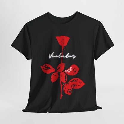 A black graphic t-shirt featuring a graphic related to Depeche Mode's 'Violator' album.