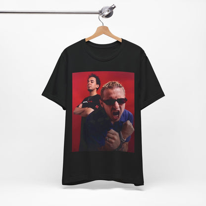 A black graphic t-shirt featuring a 2000s alt-rock aesthetic graphic of Linkin Park.