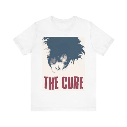 A black graphic t-shirt featuring a graphic related to The Cure's 'Boys Don't Cry' song or era.