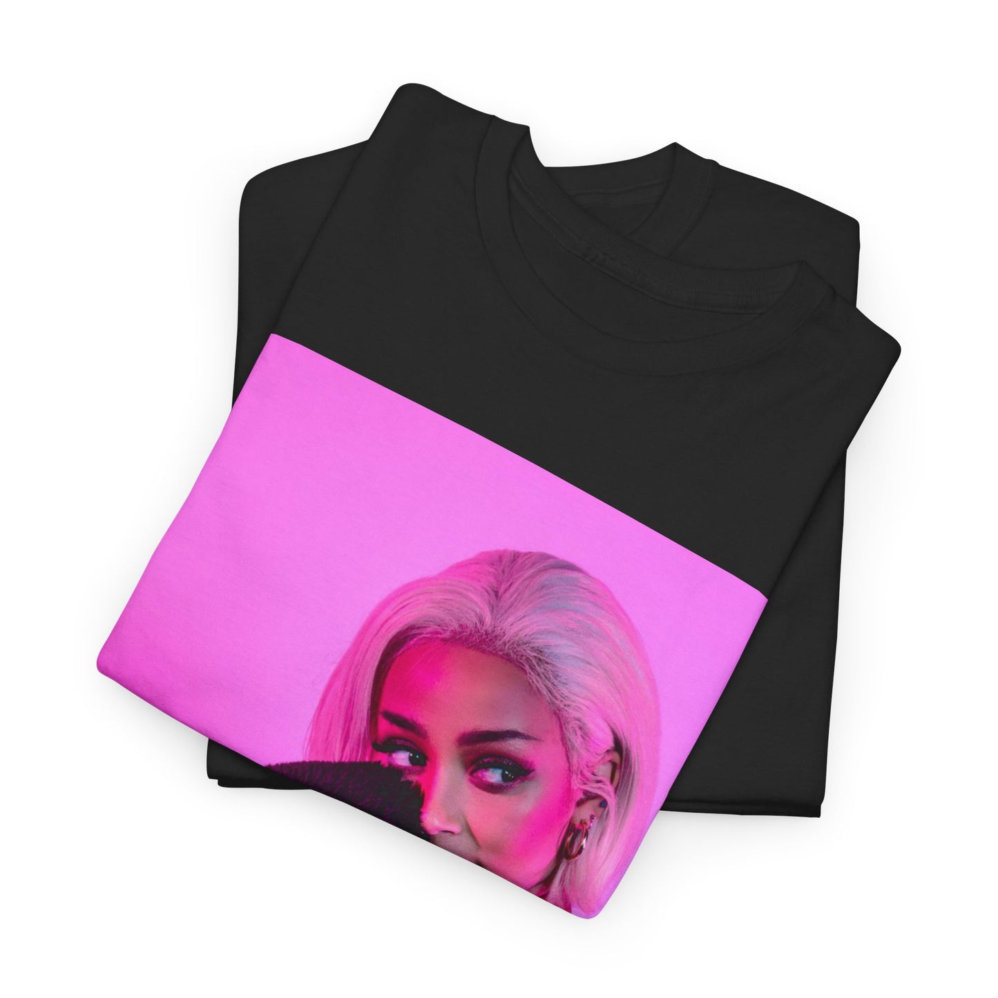 A black graphic t-shirt featuring a classic graphic related to Doja Cat's 'Planet Her' album.