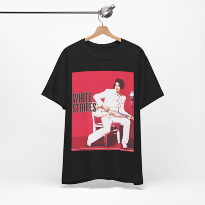 A black graphic t-shirt featuring a graphic related to The White Stripes' 'Fell In Love With A Girl' song or era.