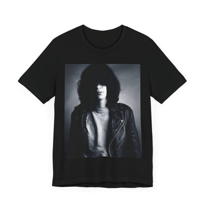 A black graphic t-shirt featuring an early days fast rock graphic of the Ramones.