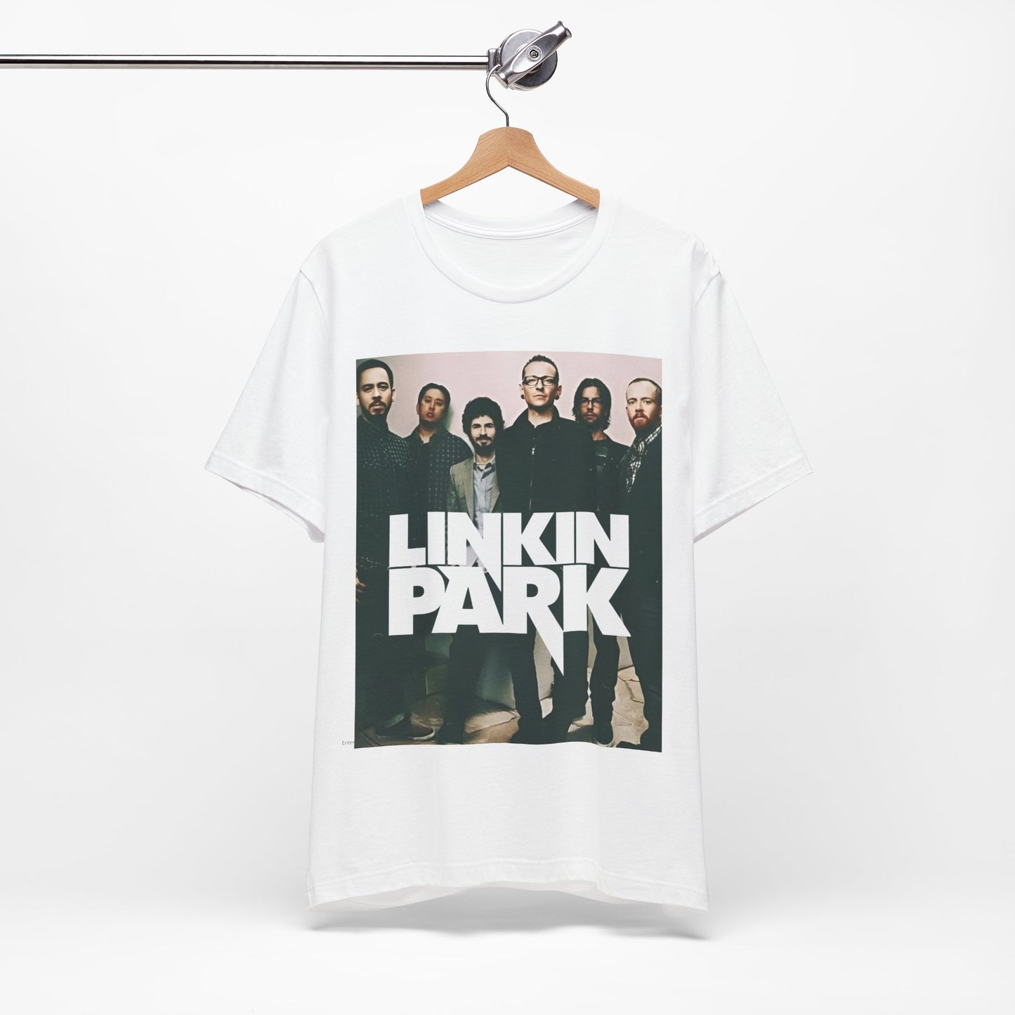 A black graphic t-shirt featuring a graphic related to Linkin Park's 'Numb' song or era.
