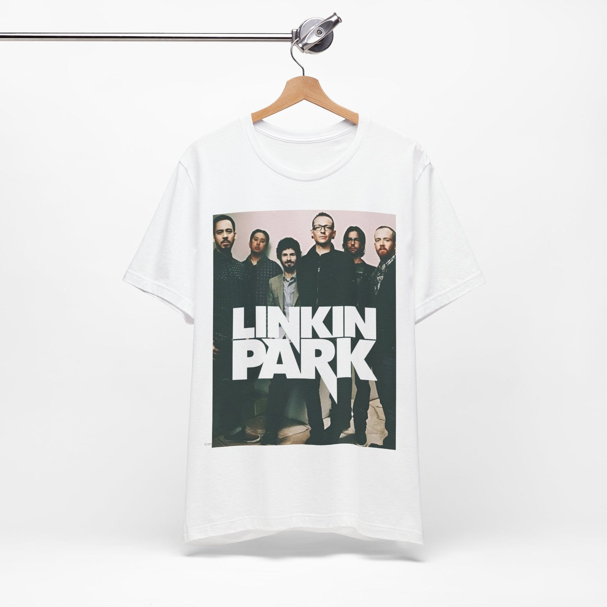 A black graphic t-shirt featuring a graphic related to Linkin Park's 'Numb' song or era.