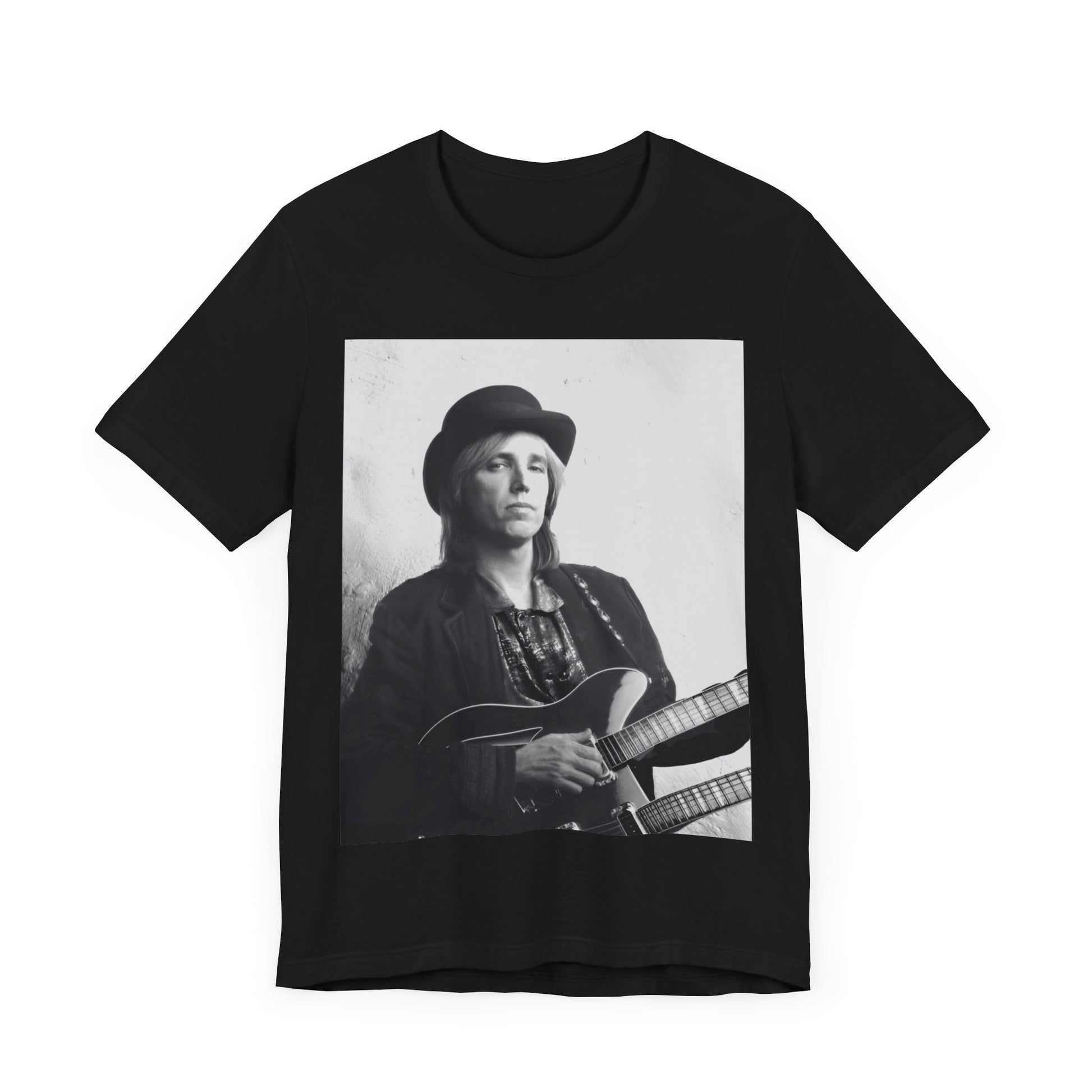 A black graphic t-shirt featuring a graphic related to Tom Petty's 'Wildflowers' album era.