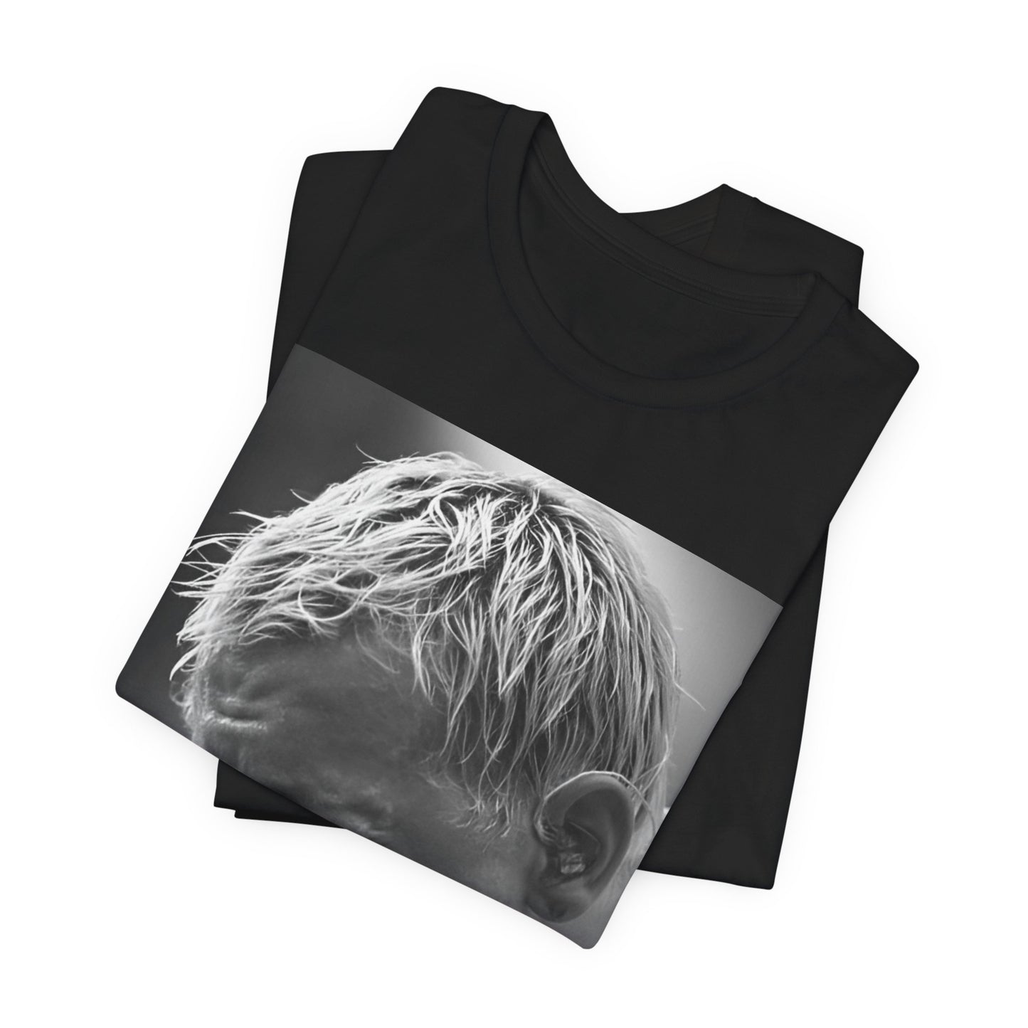 A black graphic t-shirt featuring a graphic or photo of Chester Bennington from Linkin Park performing live on stage.