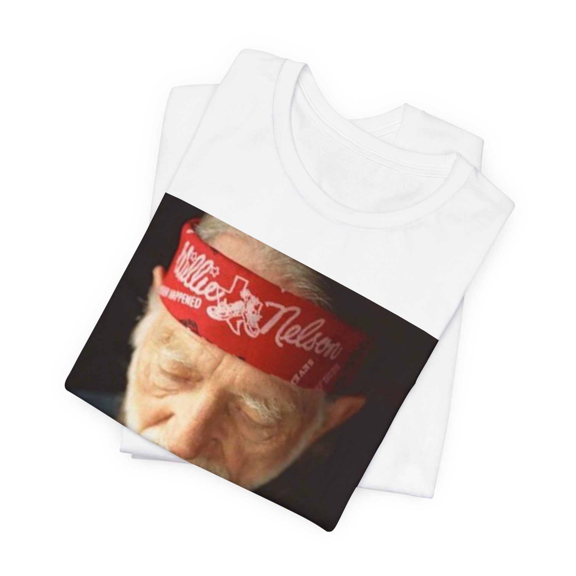 A black graphic t-shirt featuring a Texas music aesthetic graphic of Willie Nelson.