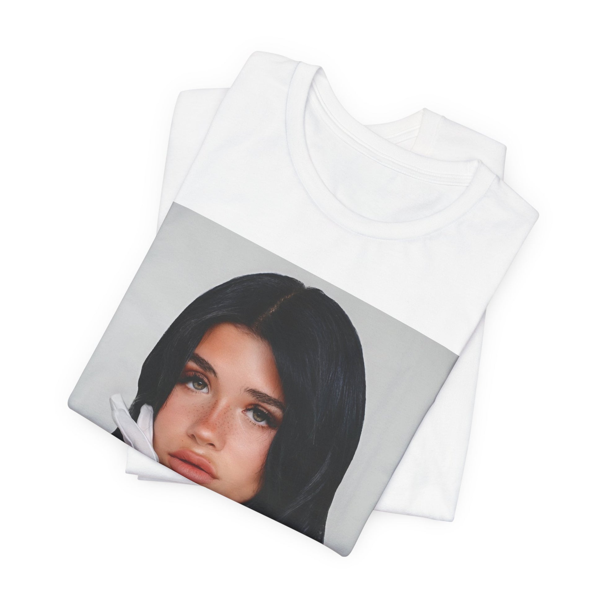 A black graphic t-shirt featuring a portrait graphic of Nessa Barrett.