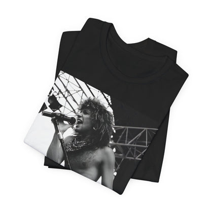 A black graphic t-shirt featuring a retro tour graphic for Bon Jovi's '88 tour.