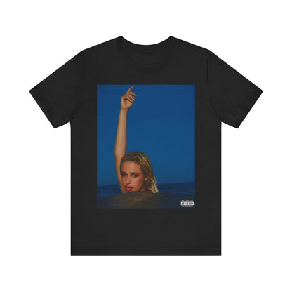 A black graphic t-shirt featuring a graphic related to Camila Cabello's C,XOXO album.