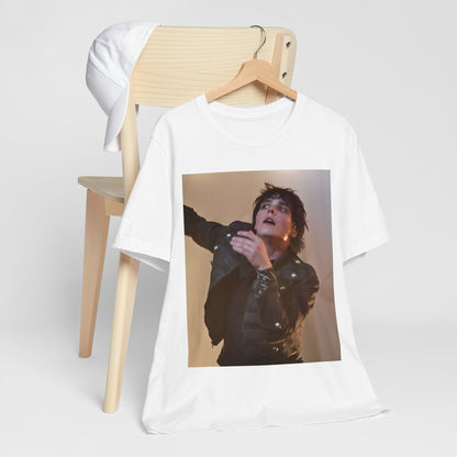 A black graphic t-shirt featuring a graphic or photo of My Chemical Romance performing live on stage.