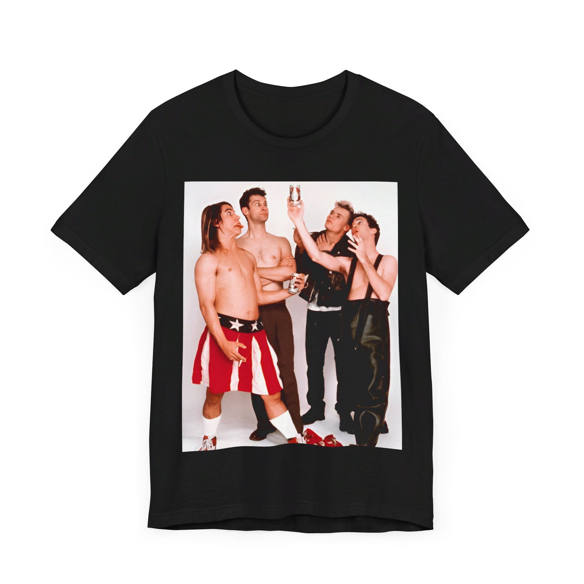 A black graphic t-shirt featuring a graphic related to Red Hot Chili Peppers' 'Californication' album era.