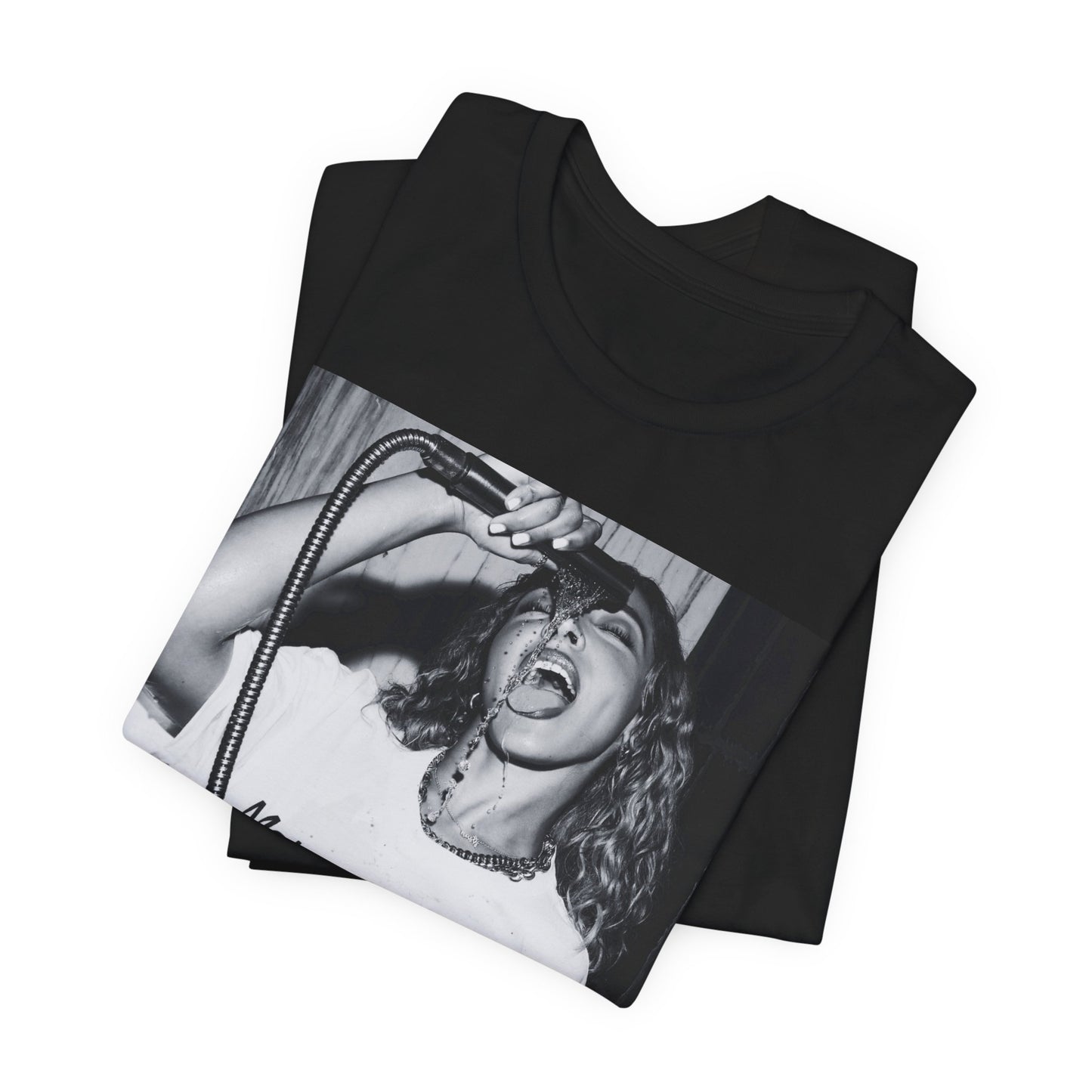 A black graphic t-shirt featuring a black and white graphic related to Tinashe's 'Nasty' era.