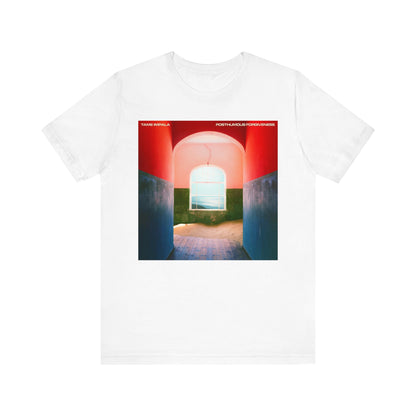 A black graphic t-shirt featuring a graphic related to Tame Impala's song 'Posthumous Forgiveness'.