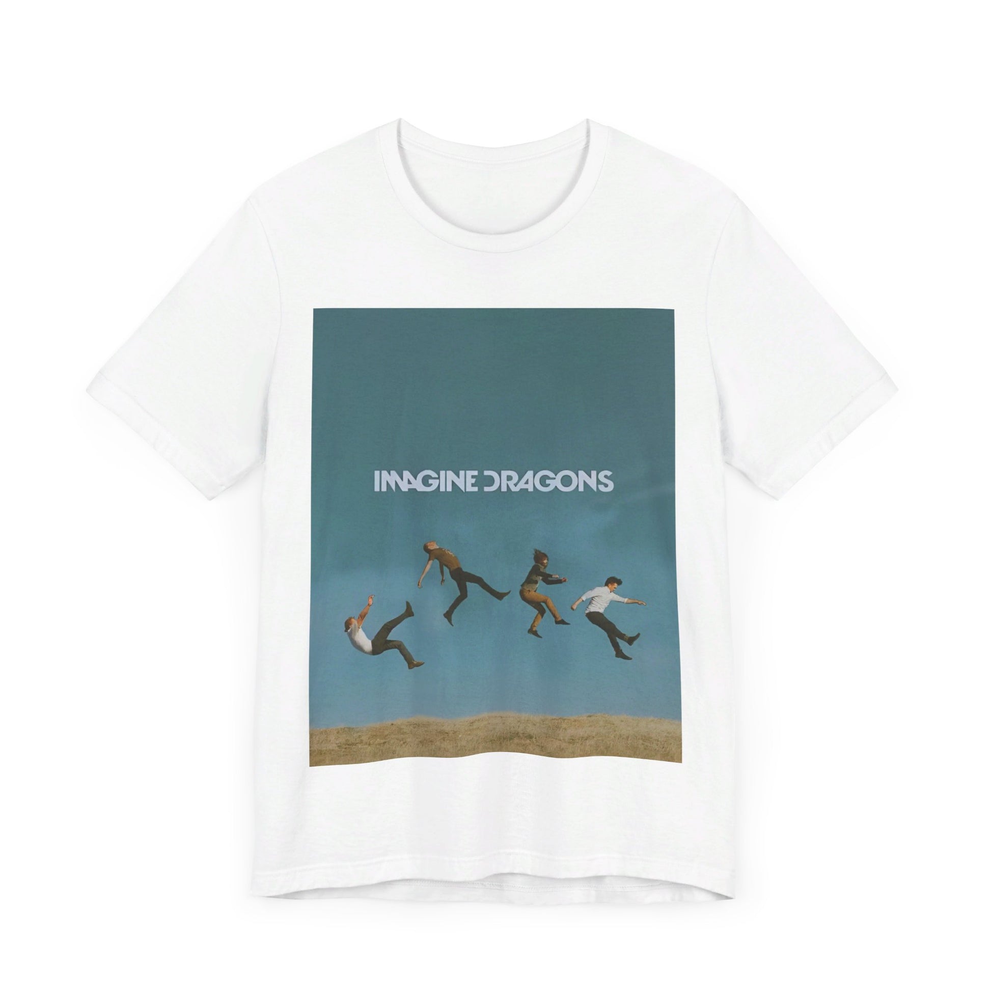 A black graphic t-shirt featuring an artistic or aesthetic graphic of Imagine Dragons.