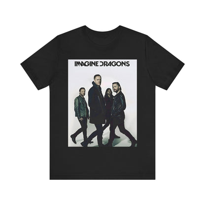 A black graphic t-shirt featuring a melodic indie rock graphic of Imagine Dragons.
