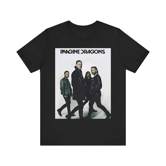 A black graphic t-shirt featuring a melodic indie rock graphic of Imagine Dragons.