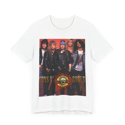 A black graphic t-shirt featuring a vintage graphic related to Guns N' Roses' 'Appetite for Destruction' album era.