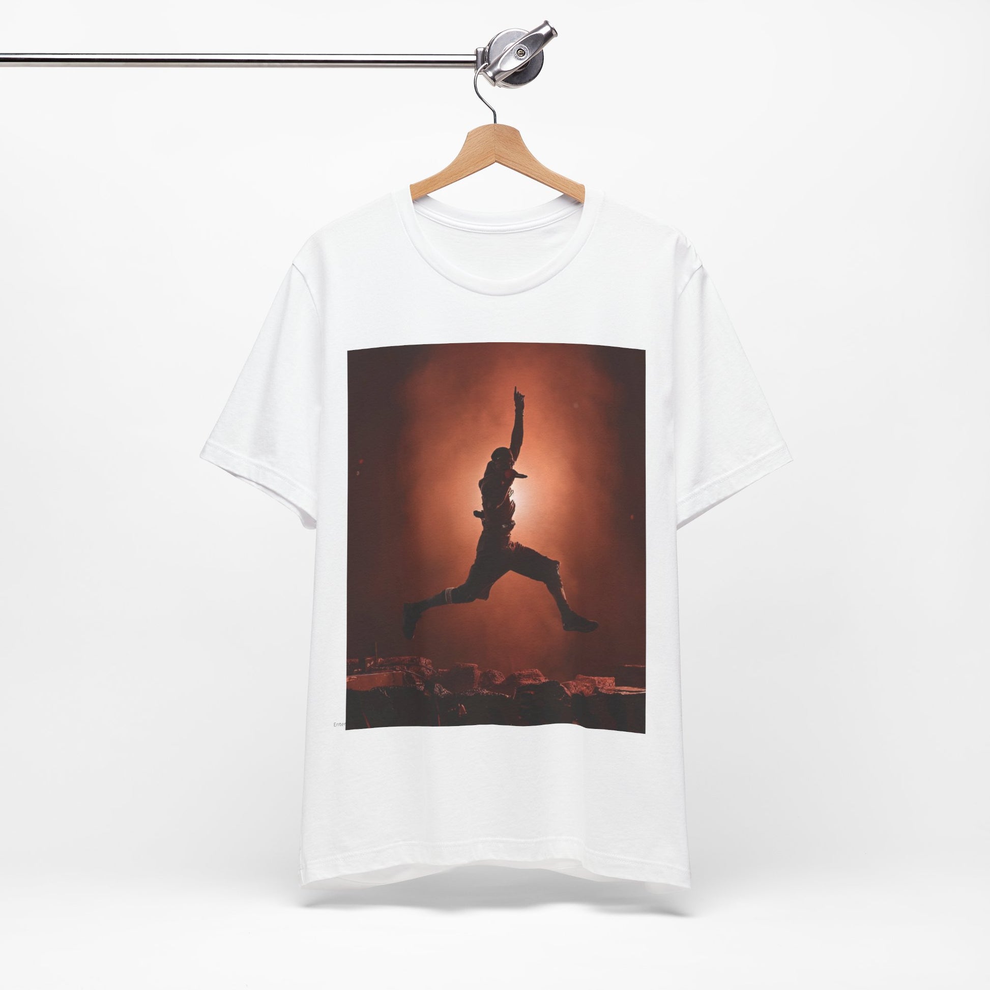 A black graphic t-shirt featuring an authentic Houston rapper graphic of Travis Scott.